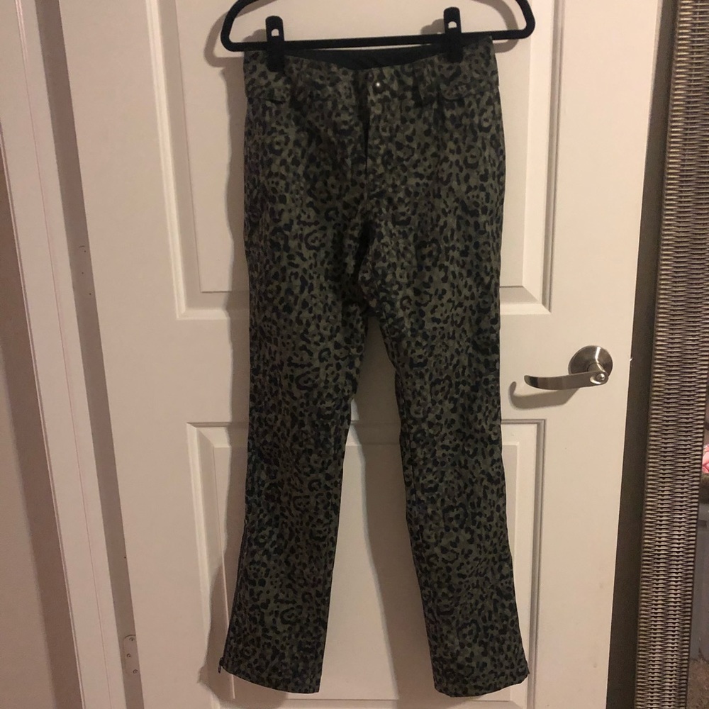 Snowboard Pants- Volcom, green cheetah print